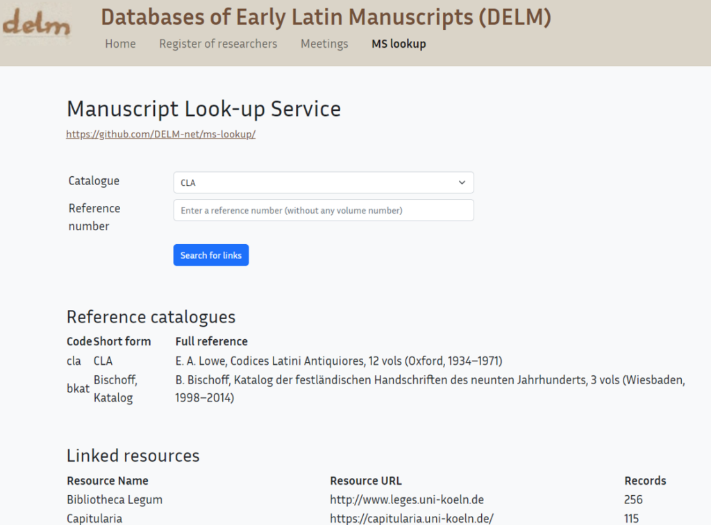 Screenshot des DELM-Lookup Service